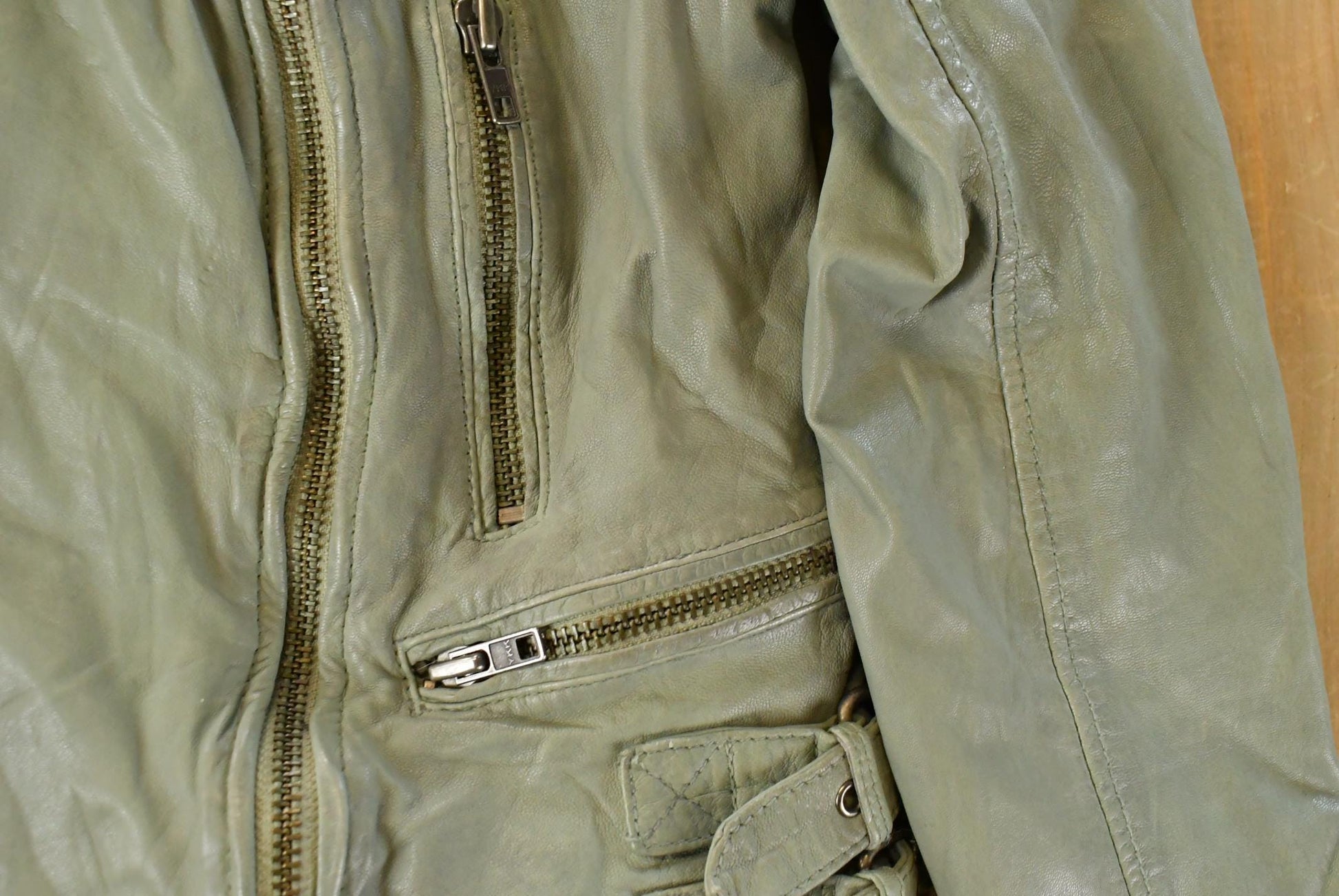 Vintage 2000s Muubaa Leather Biker Jacket Women's Small / Grey Leather Jacket / Full Zip Coat / Motorcycle from propervintagecanada