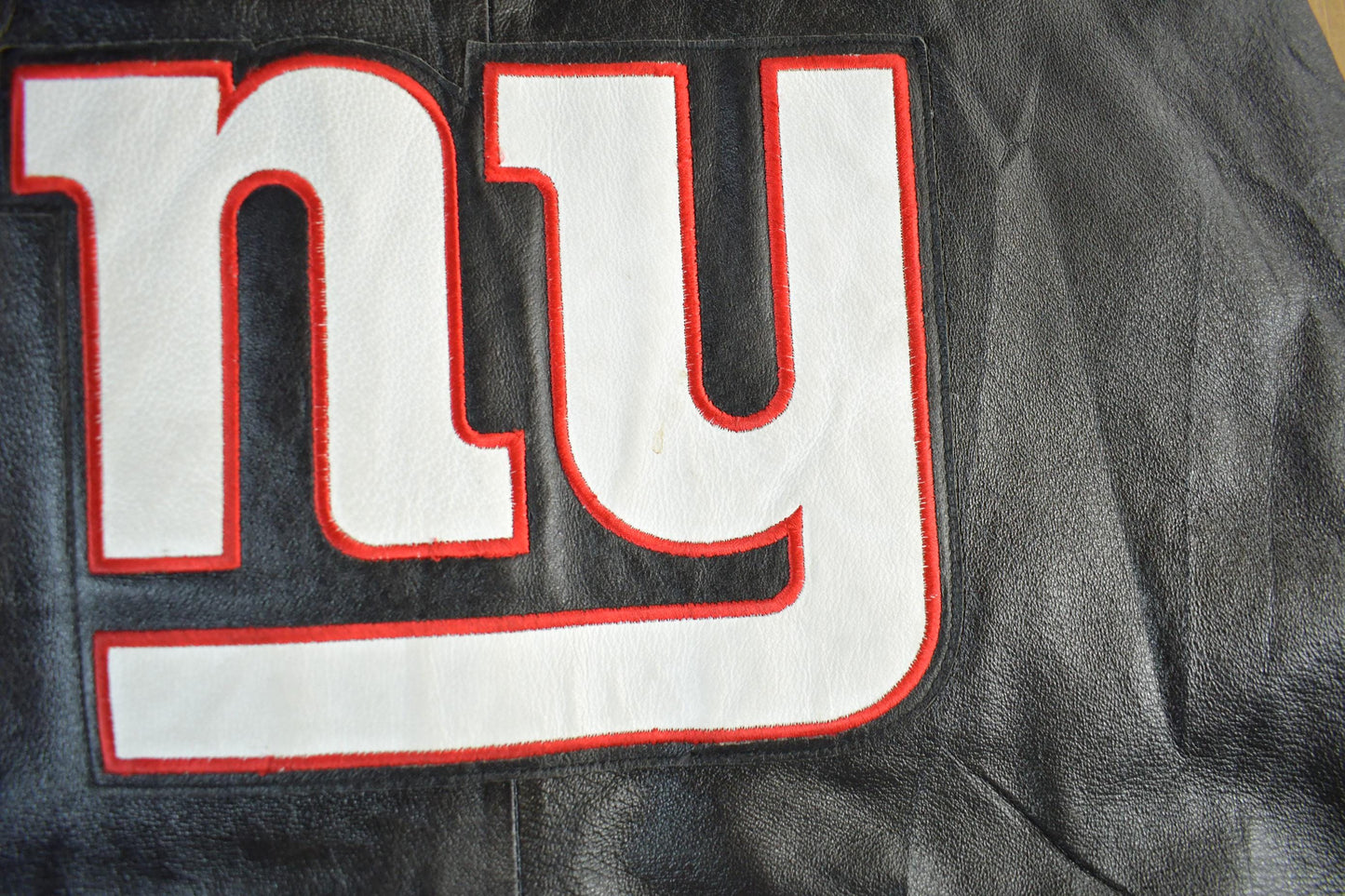 Vintage 2000s New York Giants NFL Leather Varsity Jacket Men's Large from propervintagecanada