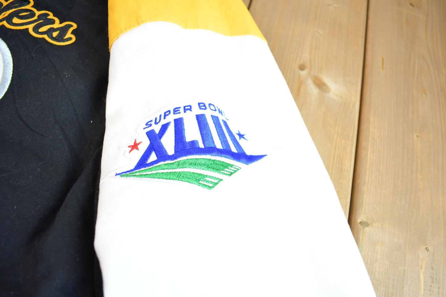 Vintage 2000s NFL Pittsburgh Steelers 6x Super Bowl Champion Embroidered Varsity Jacket Made In USA from propervintagecanada