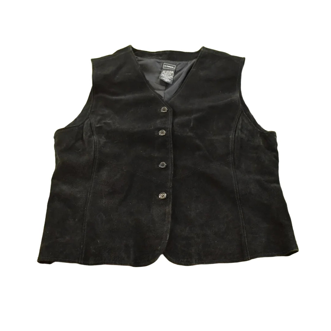 Vintage 2000s Outbrook Suede Leather Vest Jacket Women's M / Y2K Streetwear / Outerwear / 00s Outdoors from propervintagecanada