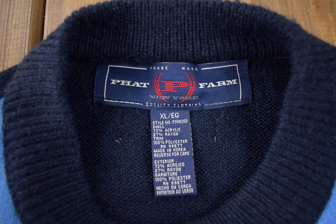 Vintage 2000s Phat Farm Embroidered Knit Crewneck Sweater Men's XL from propervintagecanada