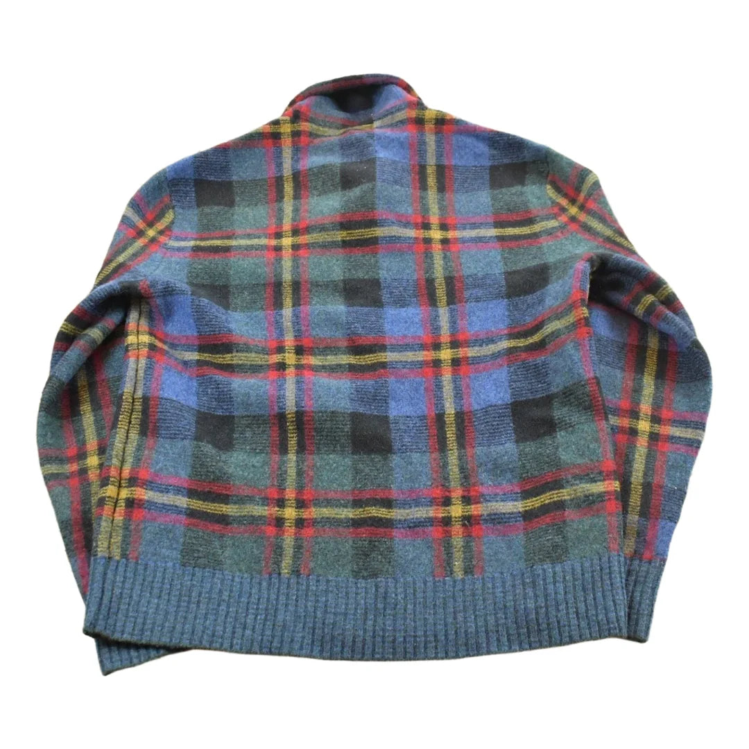 Vintage 2000s Polo By Ralph Lauren Shawl Wool Knit Plaid Sweater Men's S from propervintagecanada