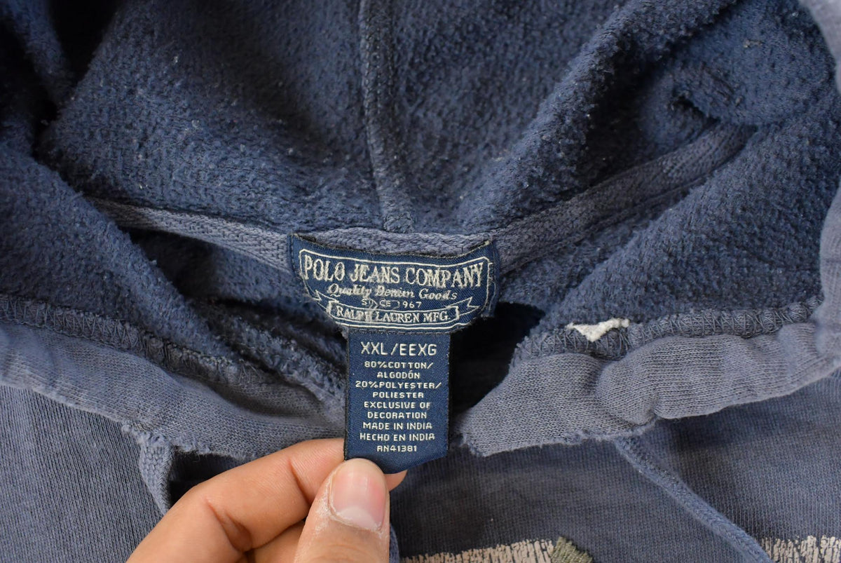 Vintage 2000s Polo Jeans Company Graphic Hoodie Men's 2XL from propervintagecanada