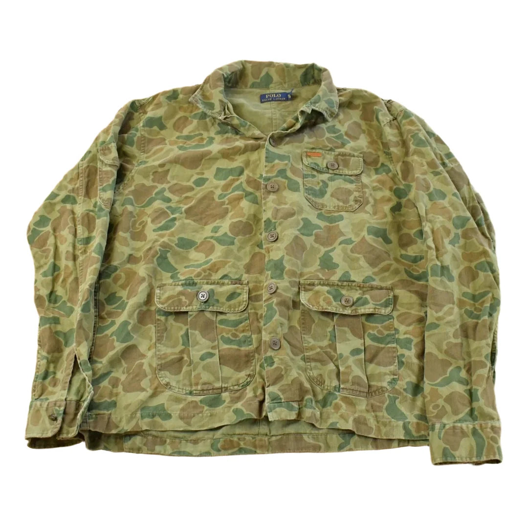 Vintage 2000s Polo Ralph Lauren Duck Camo Button Up Shirt Jacket Men's XL from propervintagecanada