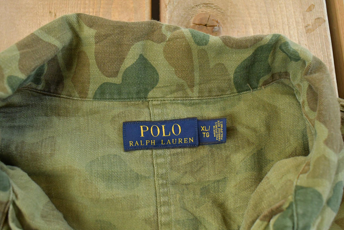 Vintage 2000s Polo Ralph Lauren Duck Camo Button Up Shirt Jacket Men's XL from propervintagecanada