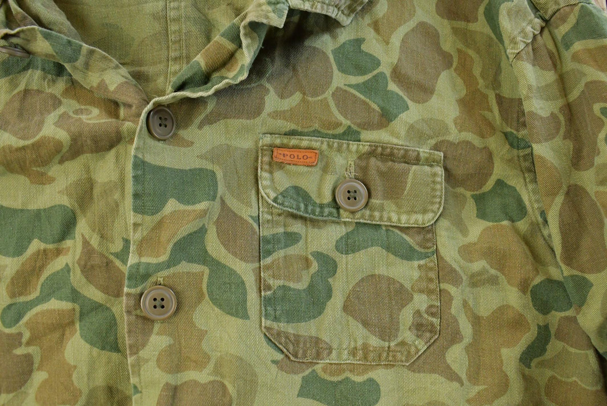 Vintage 2000s Polo Ralph Lauren Duck Camo Button Up Shirt Jacket Men's XL from propervintagecanada
