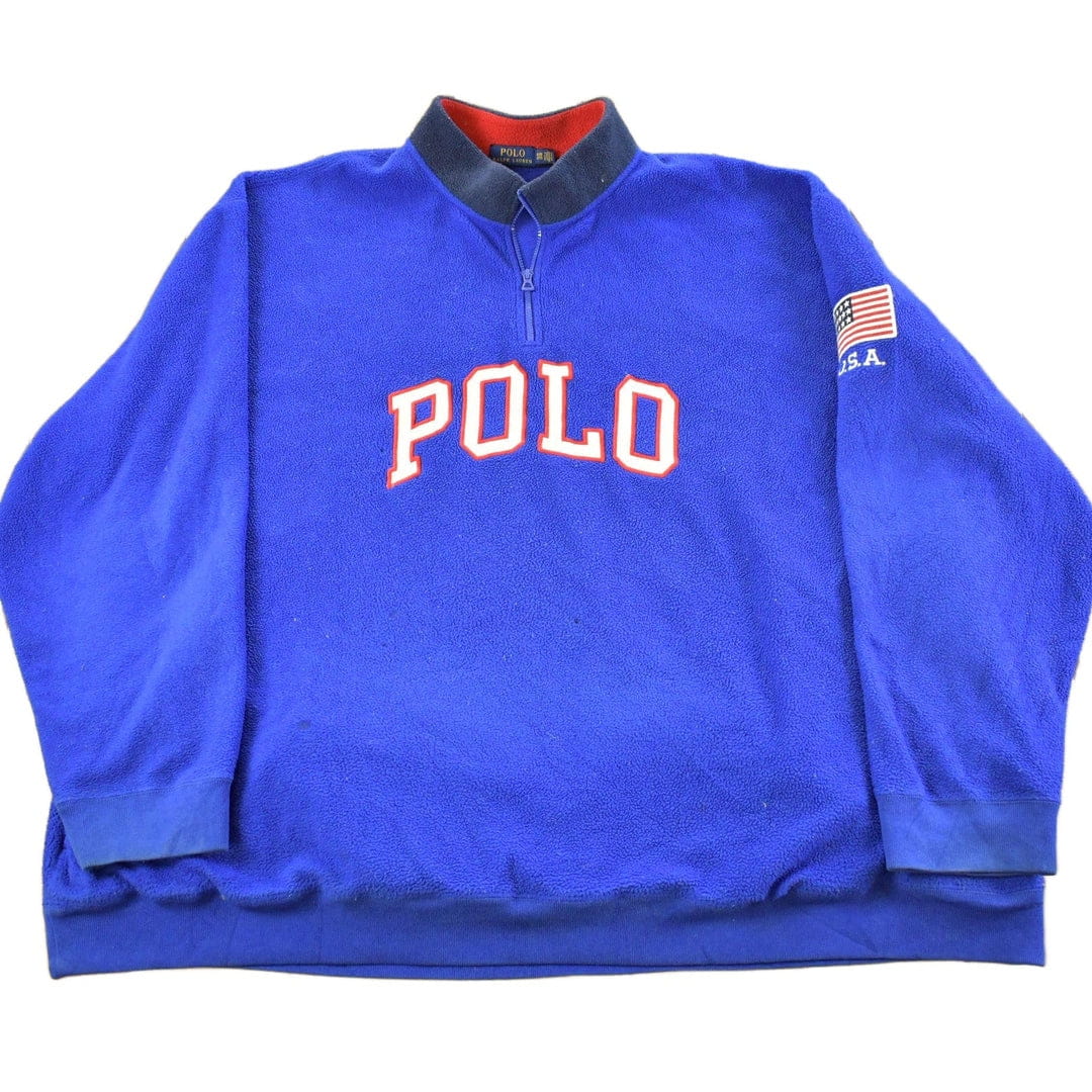 Vintage 2000s Polo Ralph Lauren Embroidered Fleece Sweater Men's 6XL from propervintagecanada