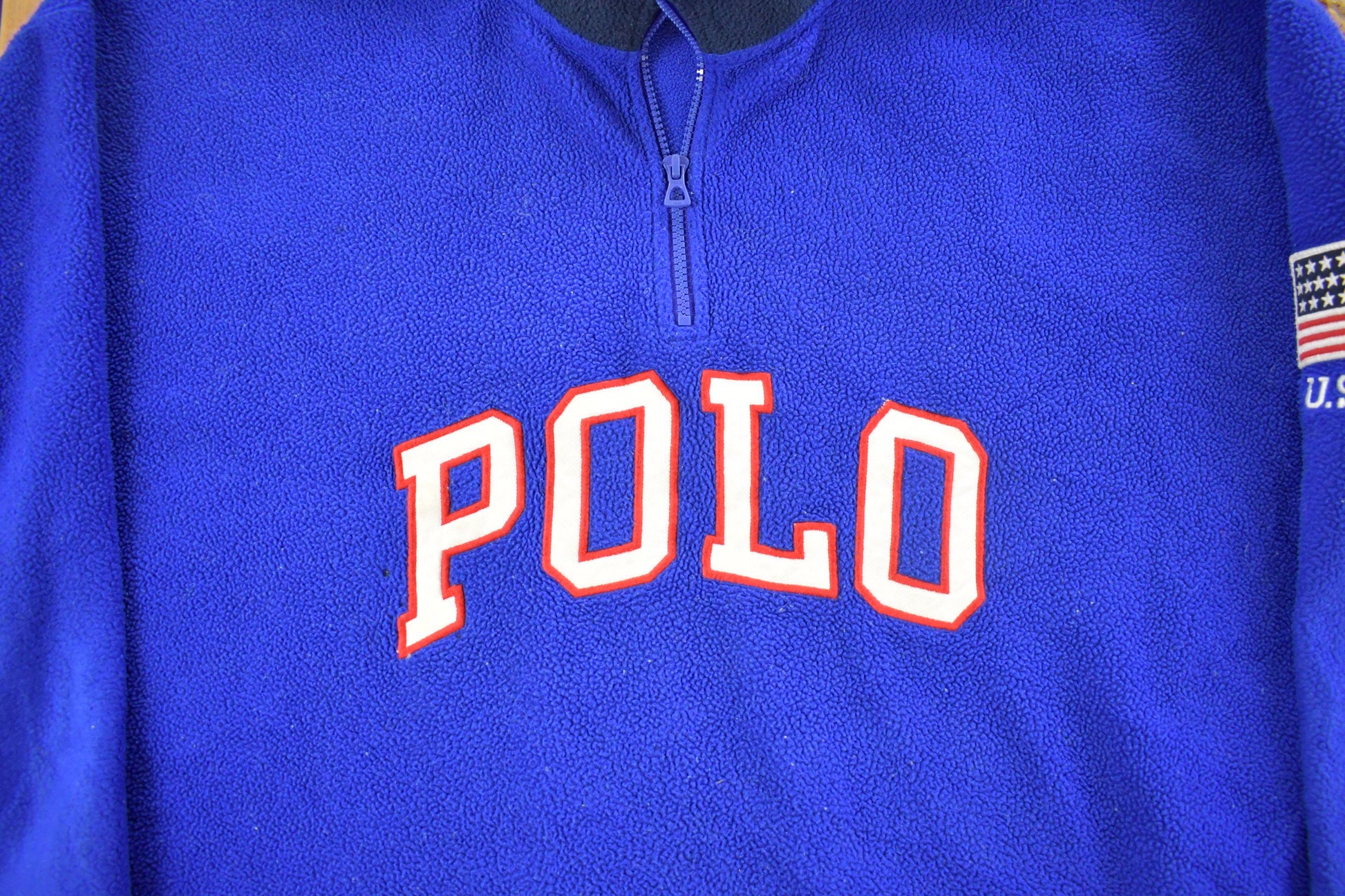 Vintage 2000s Polo Ralph Lauren Embroidered Fleece Sweater Men's 6XL from propervintagecanada