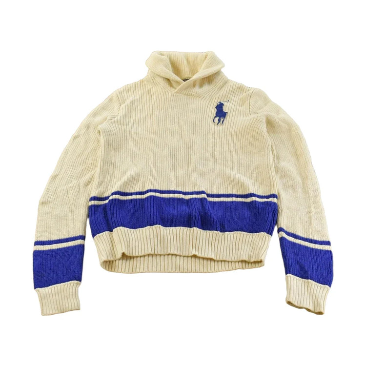 Vintage 2000s Polo Ralph Lauren Knit Shawl Collar Sweater Youth XL from propervintagecanada
