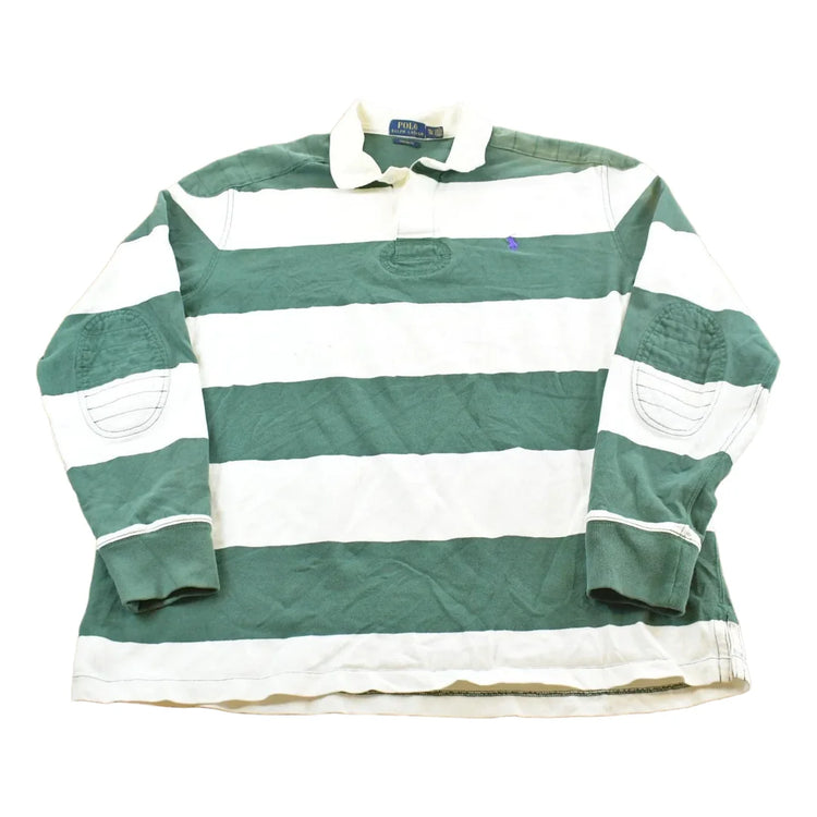 Vintage 2000s Polo Ralph Lauren Striped Long Sleeve Rugby Collared Quarter Button Shirt Men's XL from propervintagecanada