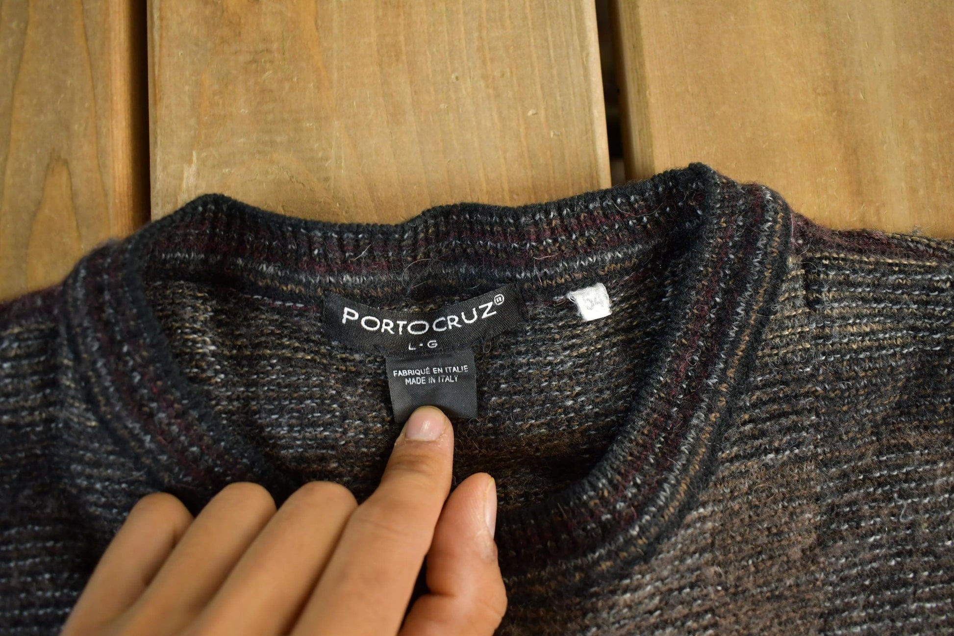 Vintage 2000s Porto Cruz Abstract Knit Crewneck Sweater Men's Medium from propervintagecanada