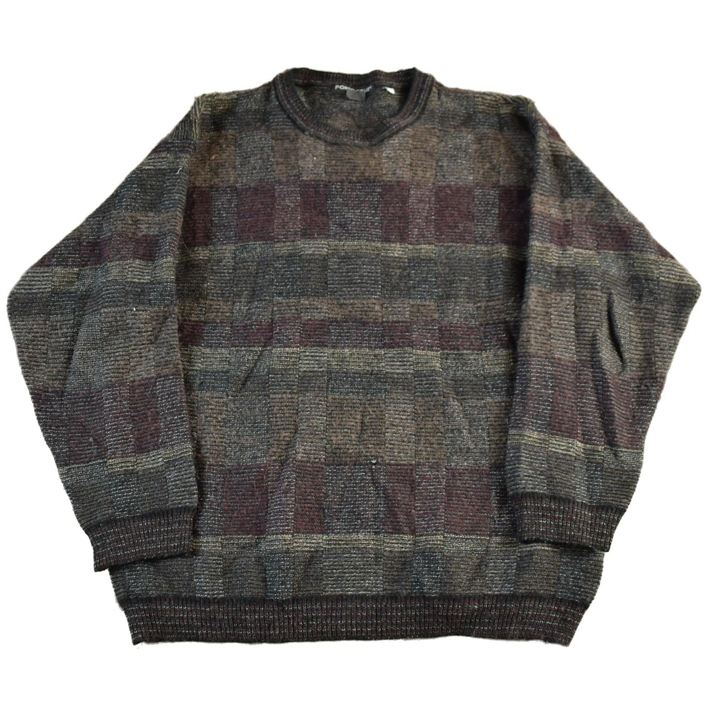 Vintage 2000s Porto Cruz Abstract Knit Crewneck Sweater Men's Medium from propervintagecanada