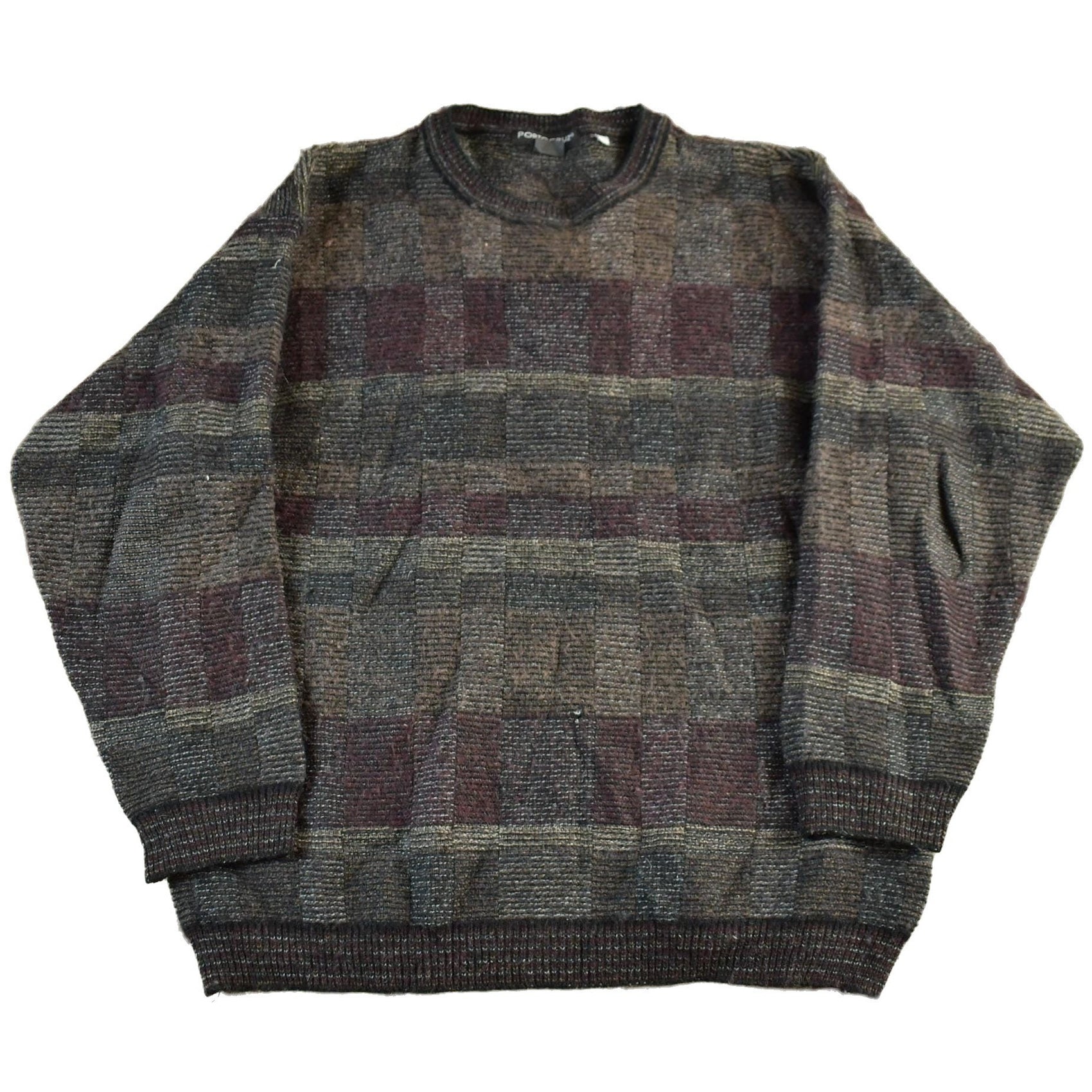 Vintage 2000s Porto Cruz Abstract Knit Crewneck Sweater Men's Medium from propervintagecanada