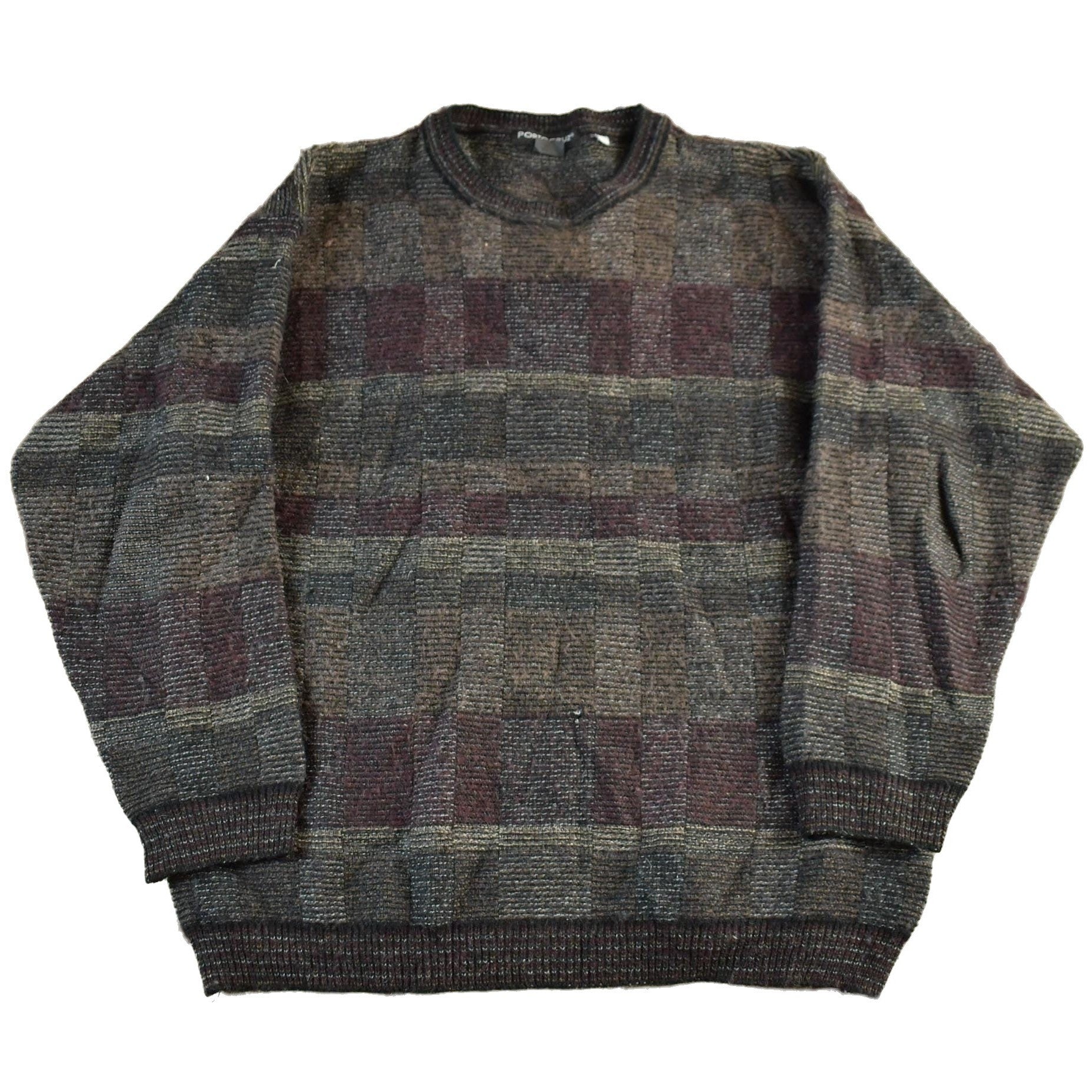 Vintage 2000s Porto Cruz Abstract Knit Crewneck Sweater Men's Medium from propervintagecanada