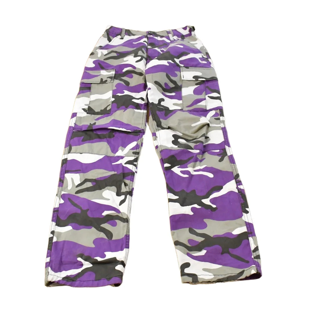 Vintage 2000s Purple Army Camouflage Cargo Pants Men's XS from propervintagecanada