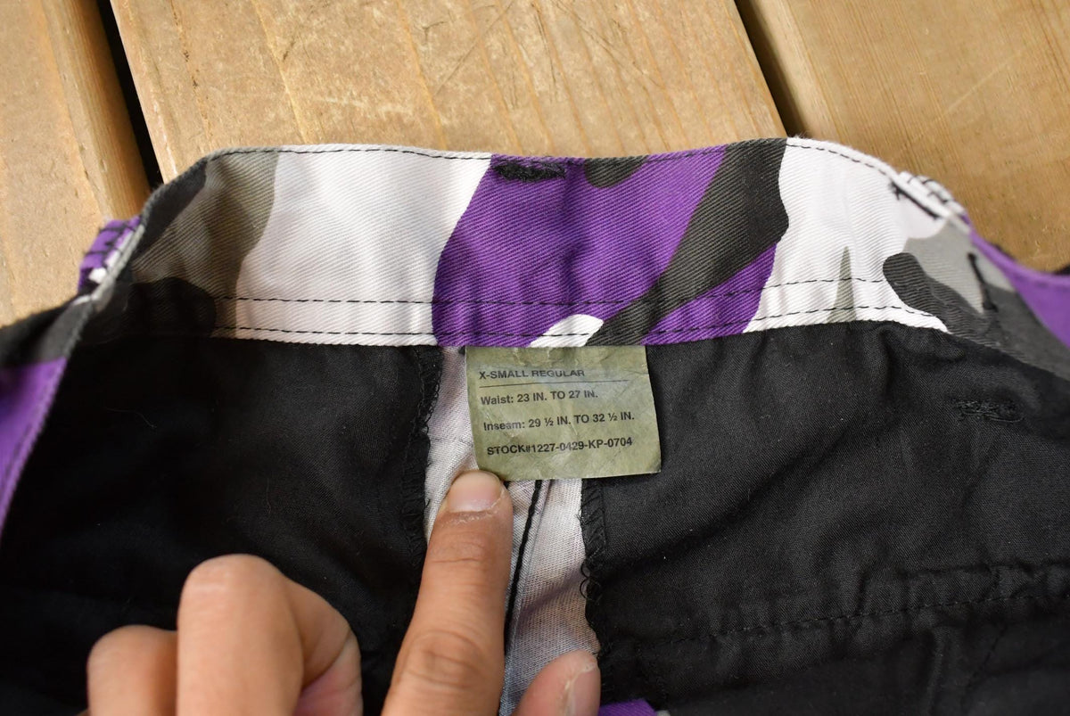 Vintage 2000s Purple Army Camouflage Cargo Pants Men's XS from propervintagecanada