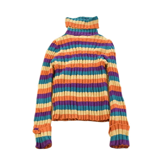 Vintage 2000s Rue 21 Options Striped Knit Turtle Neck Sweater Women's XS from propervintagecanada