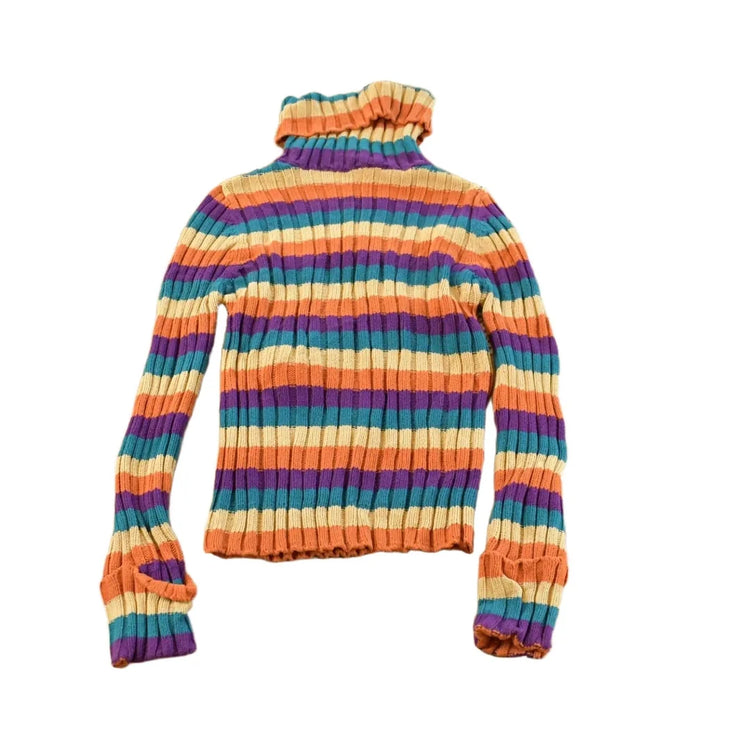 Vintage 2000s Rue 21 Options Striped Knit Turtle Neck Sweater Women's XS from propervintagecanada