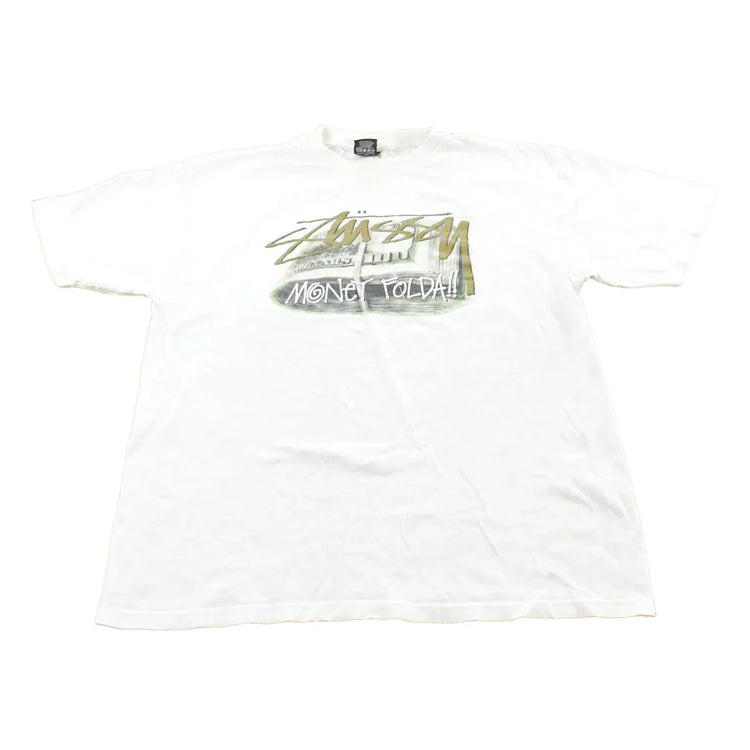 Vintage 2000s Stussy Money Folda!! Graphic Print T-Shirt Men's L from propervintagecanada