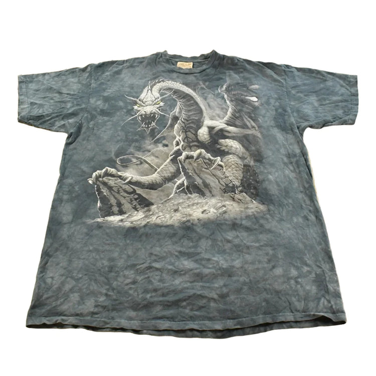 Vintage 2000s The Mountain Dragon All Over Print Graphic T-Shirt Men's L from propervintagecanada