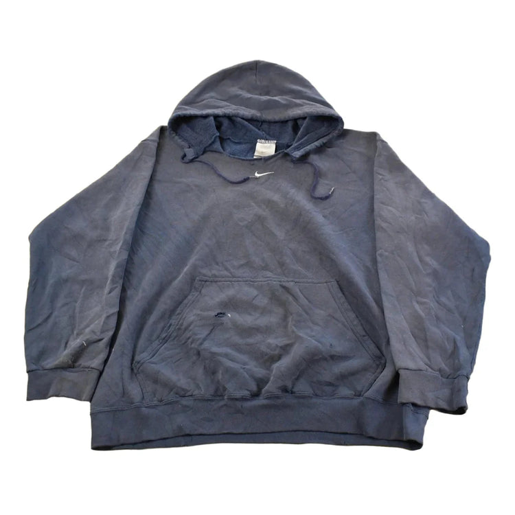Vintage 2000s Thrashed Nike Embroidered Mini Middle Swoosh Hoodie Men's L from propervintagecanada
