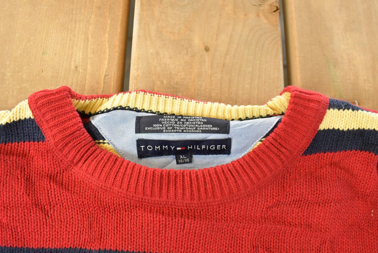 Vintage 2000s Tommy Hilfiger Embroidered Knit Sweater Men's XL from propervintagecanada