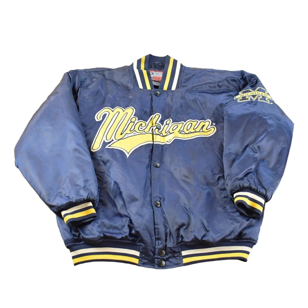 Vintage 2000s University of Michigan Wolverines Nylon Satin Bomber Jacket Men's XL from propervintagecanada