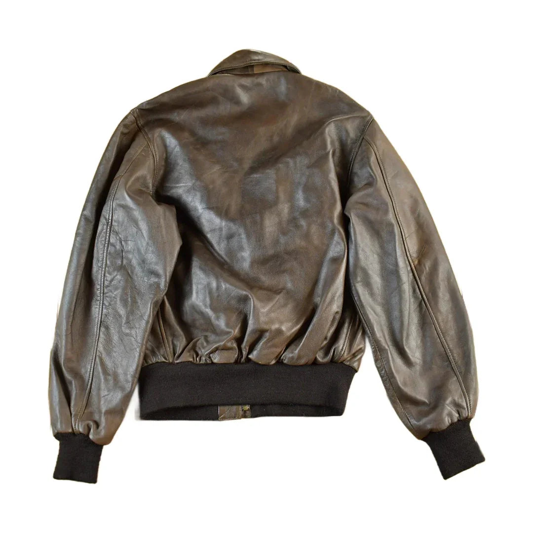 Vintage 2000s US Wings A.C. Contract Leather Flight Jacket Men's Small from propervintagecanada