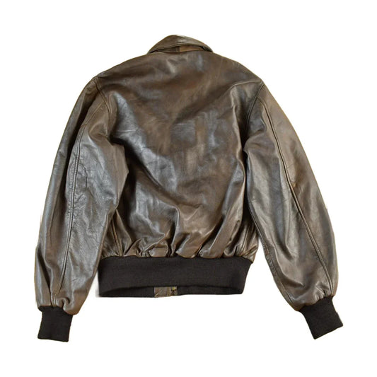 Vintage 2000s US Wings A.C. Contract Leather Flight Jacket Men's Small from propervintagecanada