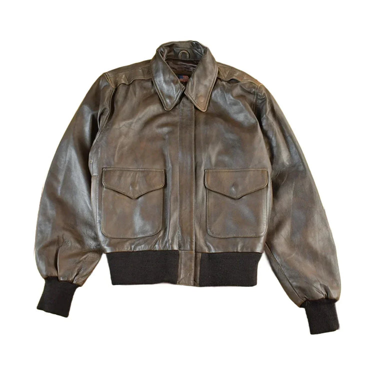 Vintage 2000s US Wings A.C. Contract Leather Flight Jacket Men's Small from propervintagecanada
