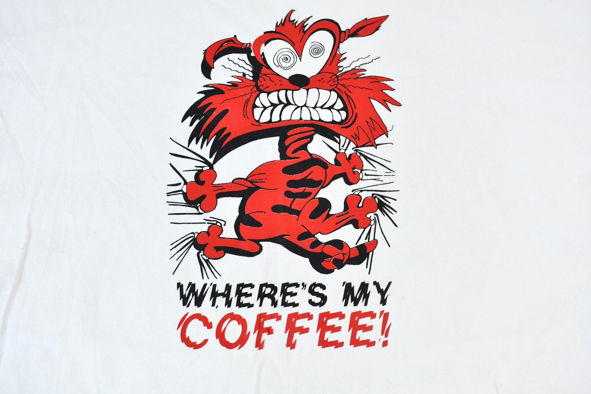 Vintage 2000s Where's My Coffee! Single Stitch Cartoon Cat Graphic T-Shirt Men's Small from propervintagecanada