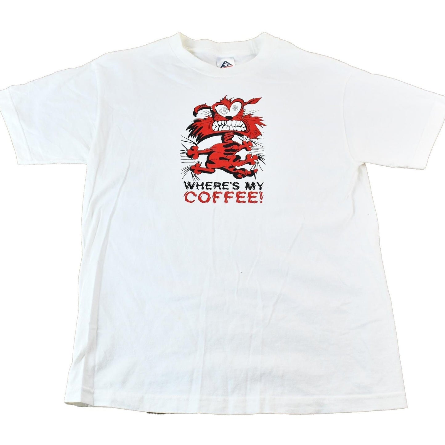 Vintage 2000s Where's My Coffee! Single Stitch Cartoon Cat Graphic T-Shirt Men's Small from propervintagecanada