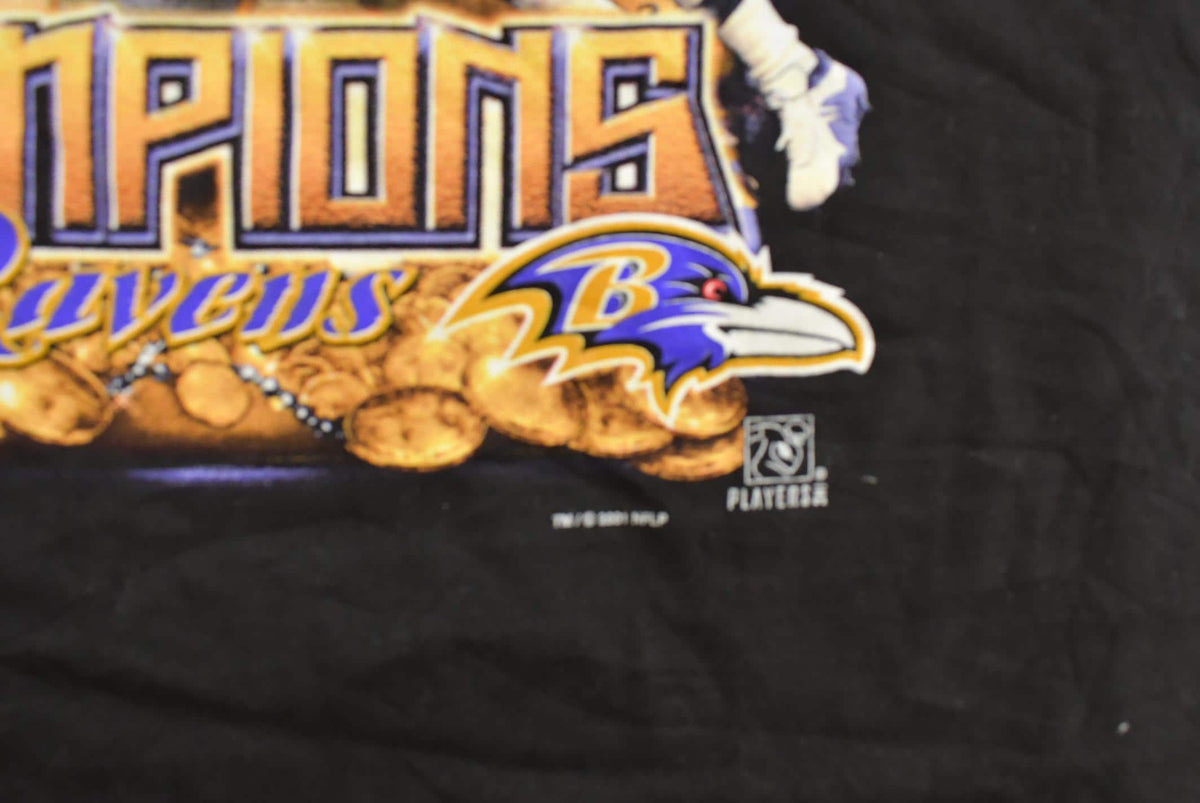 Vintage 2001 Baltimore Ravens Ray Lewis NFL Superbowl Champions Graphic T-Shirt Men's XL from propervintagecanada