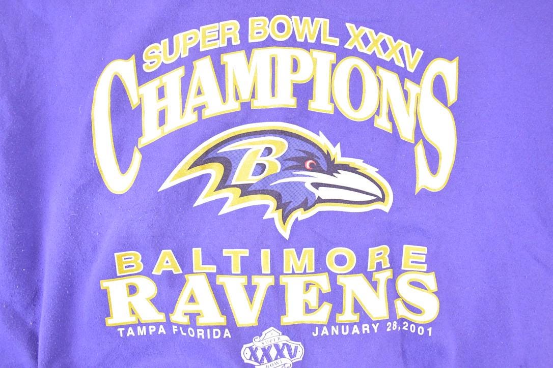 Vintage 2001 Baltimore Ravens Superbowl Champions NFL Crewneck Sweatshirt Mens XL from propervintagecanada