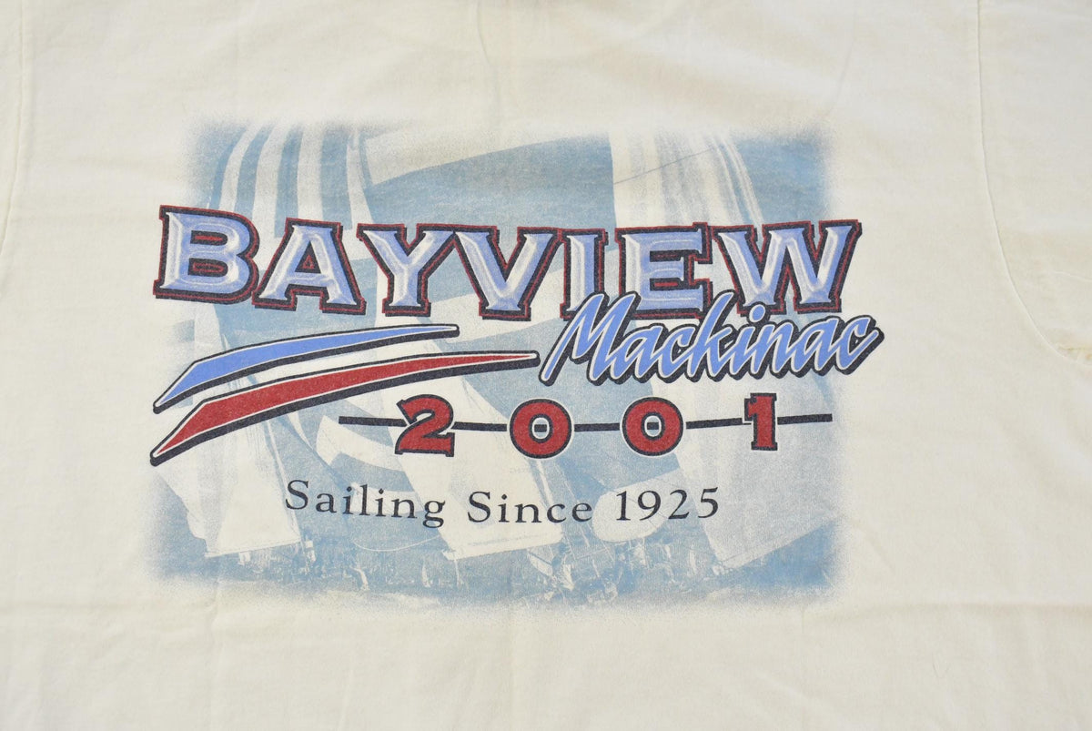 Vintage 2001 Bicardi Bayview Sailing Racing Graphic T-Shirt Men's Medium from propervintagecanada
