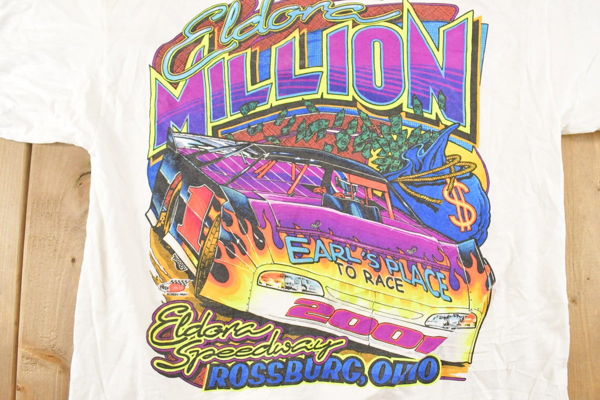 Vintage 2001 Eldora Speedway Million Souvenir Racing T-Shirt Men's L from propervintagecanada