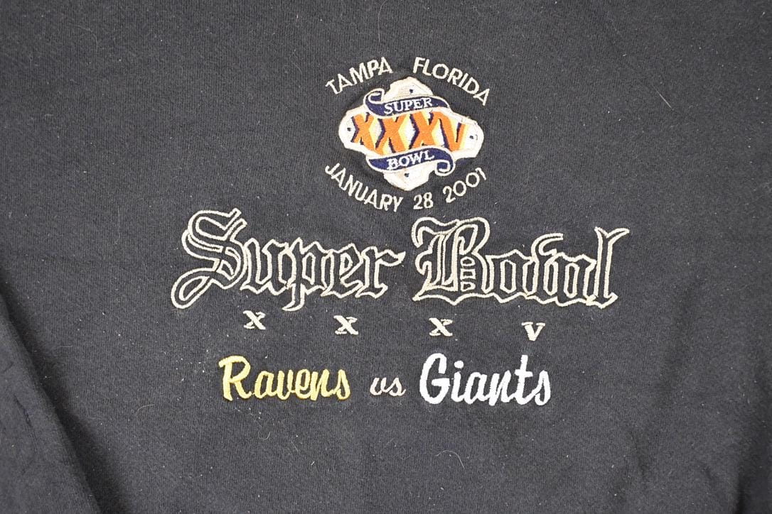 Vintage 2001 Ravens Vs Giants Super Bowl Tampa Embroidered NFL Crewneck Sweatshirt Mens L from propervintagecanada