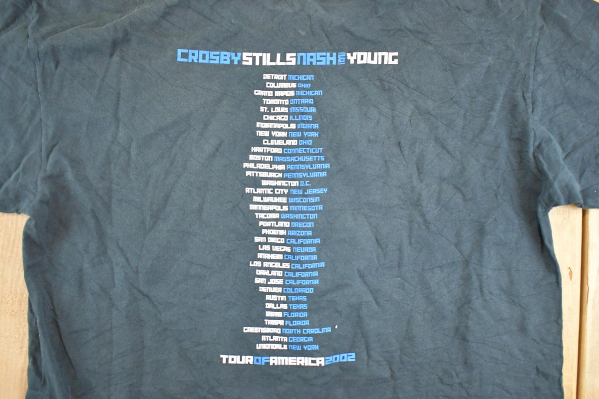 Vintage 2002 Crosby Stills Nash Souvenir Tour Of America T-Shirt Mens XL from propervintagecanada
