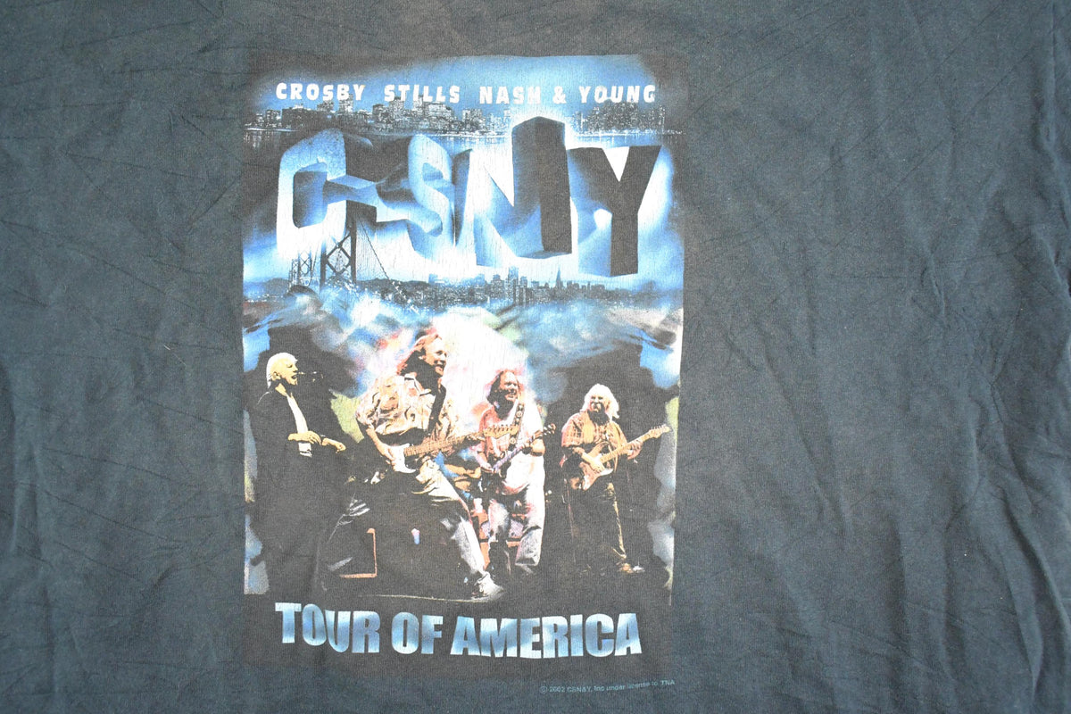 Vintage 2002 Crosby Stills Nash Souvenir Tour Of America T-Shirt Mens XL from propervintagecanada