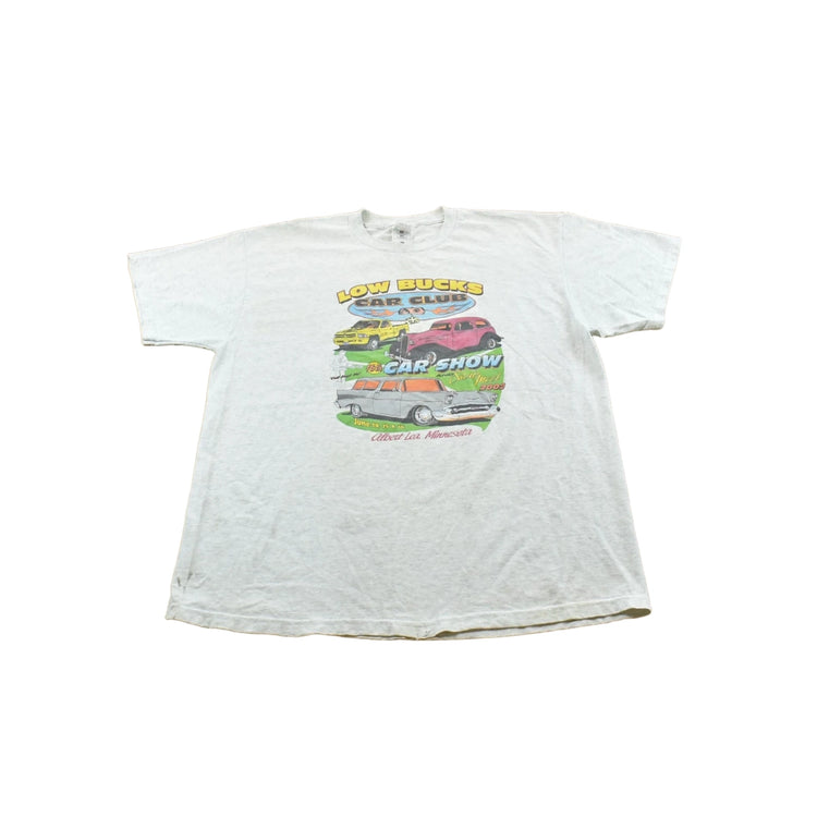 Vintage 2002s Low Bucks Car Club Car Show Albert Lea Minnesota Promotional Souvenir T-Shirt Men's XL from propervintagecanada