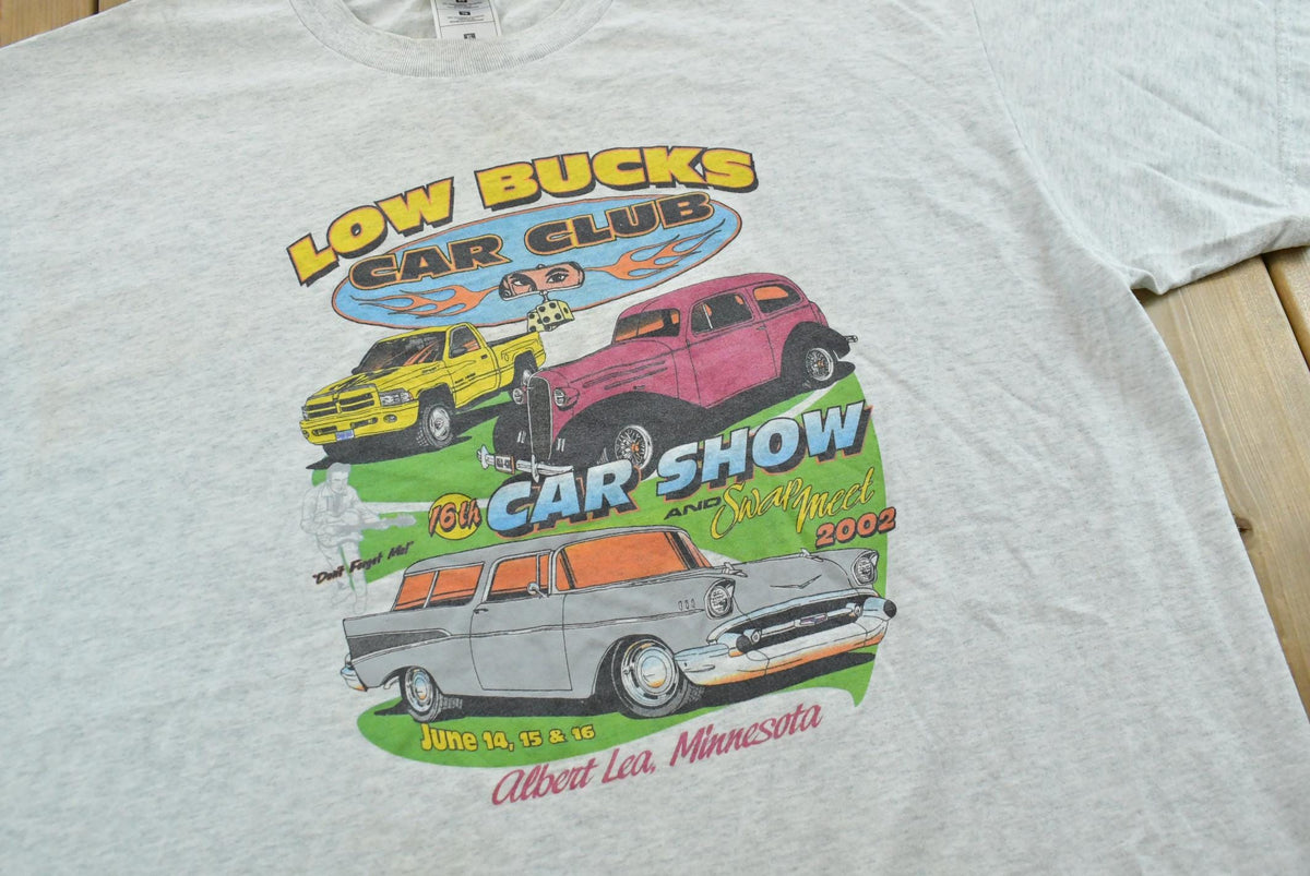 Vintage 2002s Low Bucks Car Club Car Show Albert Lea Minnesota Promotional Souvenir T-Shirt Men's XL from propervintagecanada