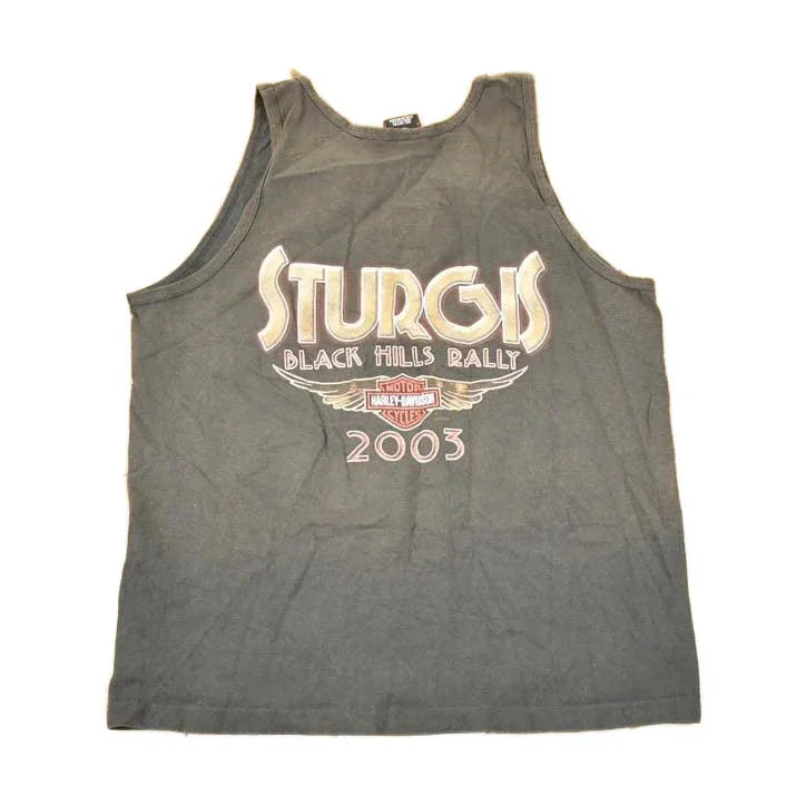 Vintage 2003 Harley Davidson Motorcycles Sturgis Black Hills Rally Biker Tank Top Men's L from propervintagecanada