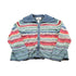 Vintage 2003 Tiara Striped Abstract Cotton Knit Full Zip Up Cardigan Sweater Women&
