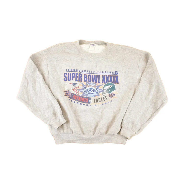 Vintage 2005 Patriots Vs Eagles Super Bowl Football Crewneck Sweatshirt Men's L from propervintagecanada