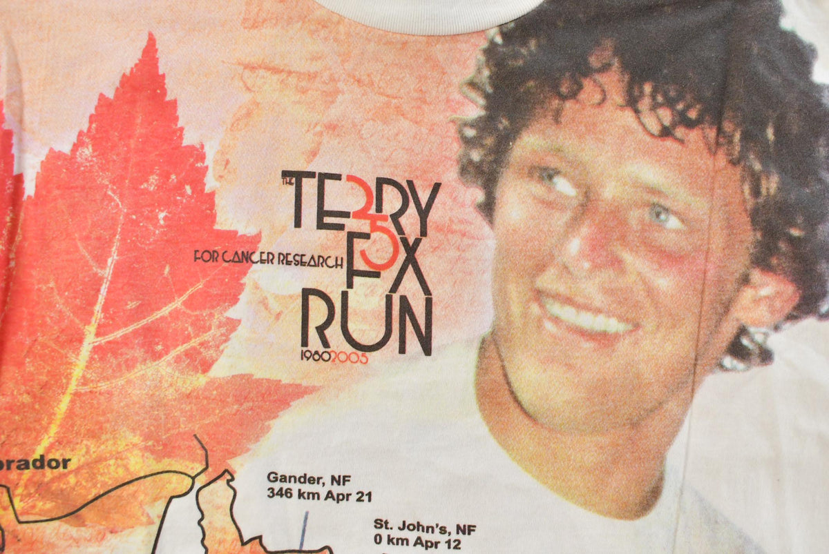 Vintage 2005 Terry Fox Marathon Of Hope All Over Print Graphic T-Shirt Men's M from propervintagecanada