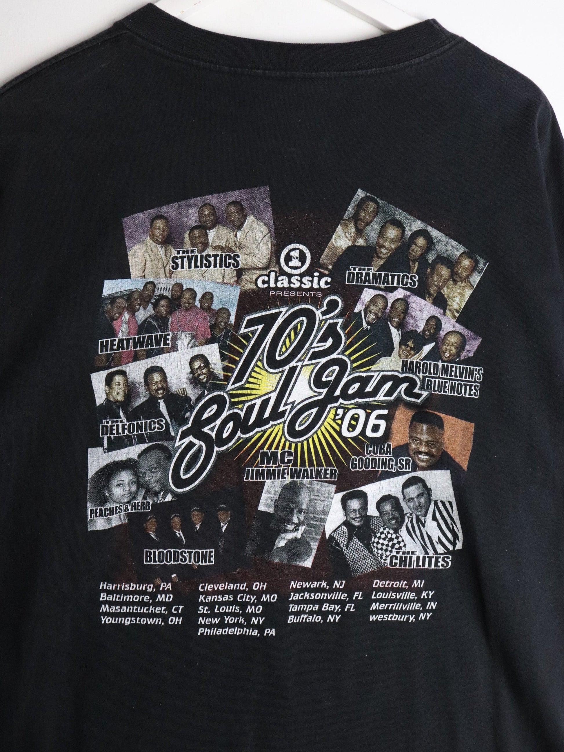 Vintage 70's Soul Jam T Shirt Mens 2XL Tall Black 2006 Concert from propervintagecanada