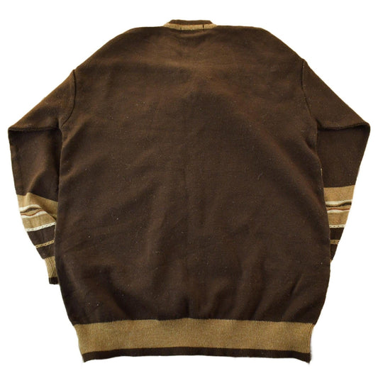 Vintage 70s 80s Fashion Guide Knit Abstract Pattern V Neck Sweater Men's L from propervintagecanada