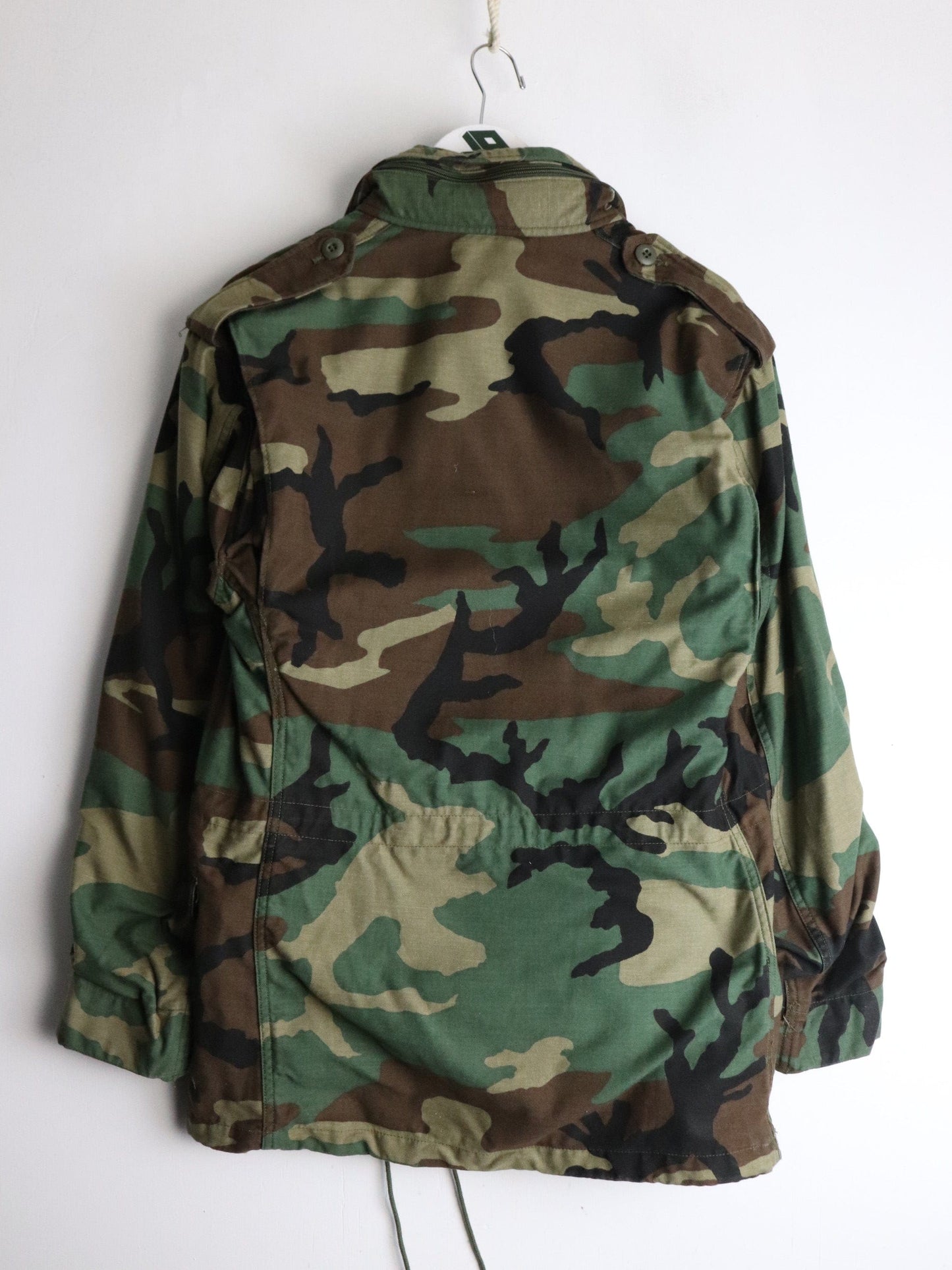 Vintage 80s Military Jacket Mens Small Green Camo from propervintagecanada
