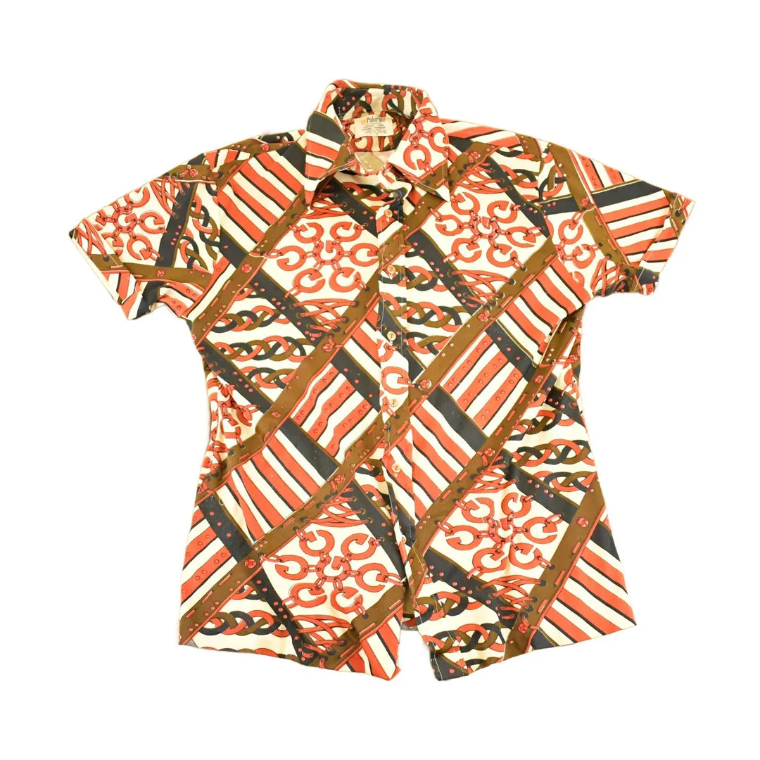 Vintage 80s Palermo Chain Print Shirt, Men's M Boxy Fit from propervintagecanada