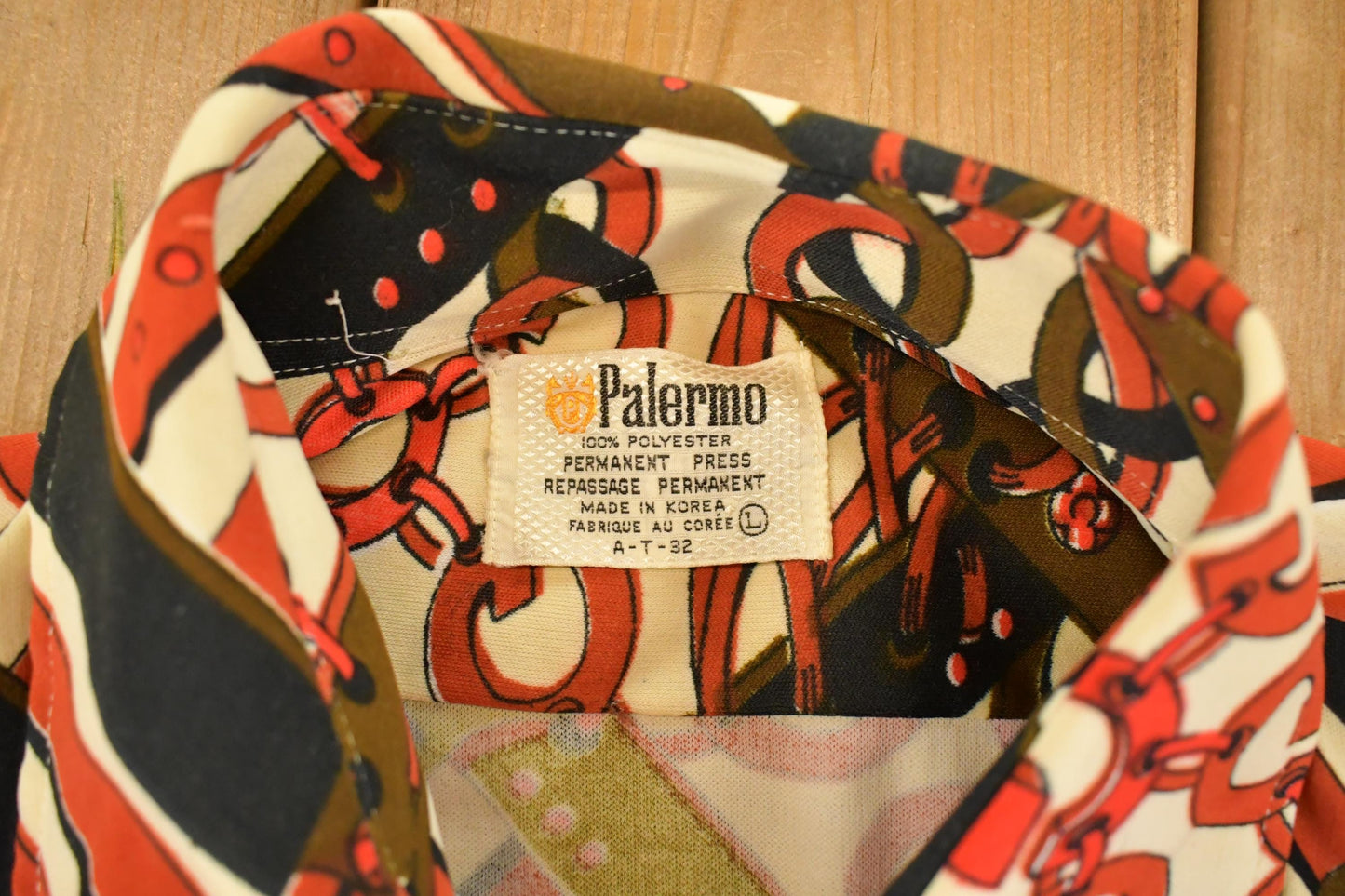 Vintage 80s Palermo Chain Print Shirt, Men's M Boxy Fit from propervintagecanada
